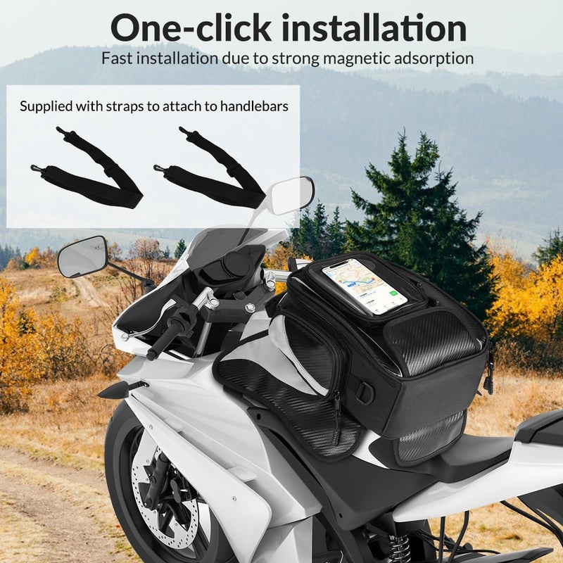 TINGPAI Motorcycle Tank Bag Universal Waterproof Oxford Fabric with Strong Magnetic，Magnetic Tank Bag, fits Harley Davidson, Indian, Honda, Yamaha, Suzuki and more - Image 2